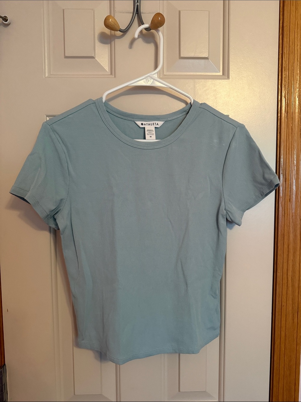 Athleta Signature Rib Seafoam Crewneck Short Sleeve Tee